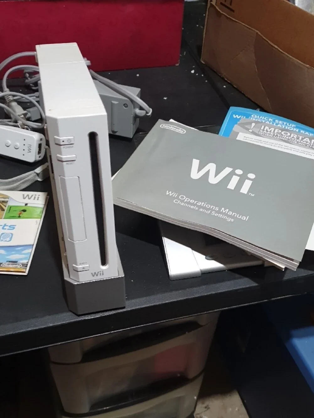 White Nintendo Wii Console with AV Cables